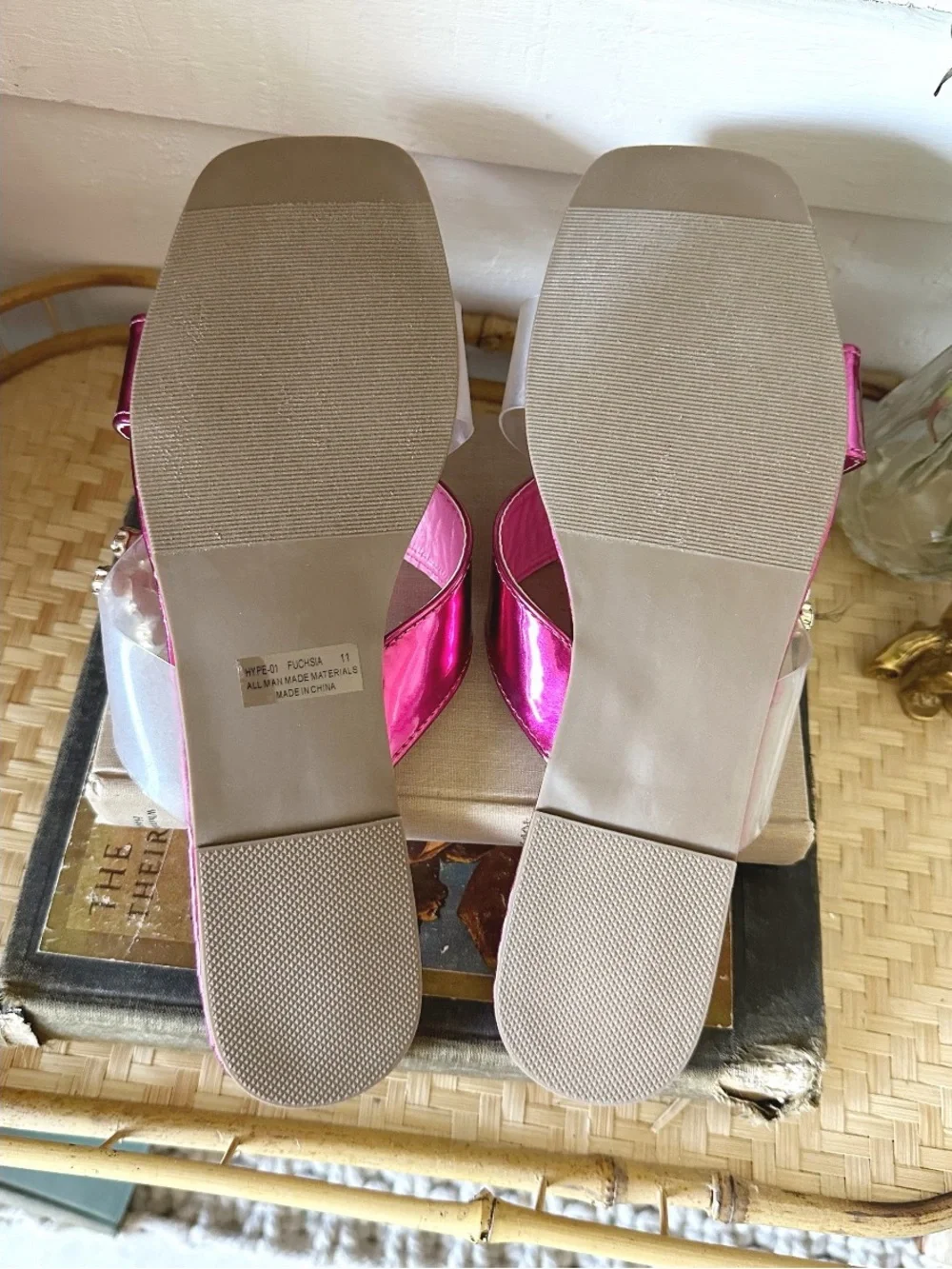 Pazzle Fuchsia Slip Into Sparkle Sandals, size 11